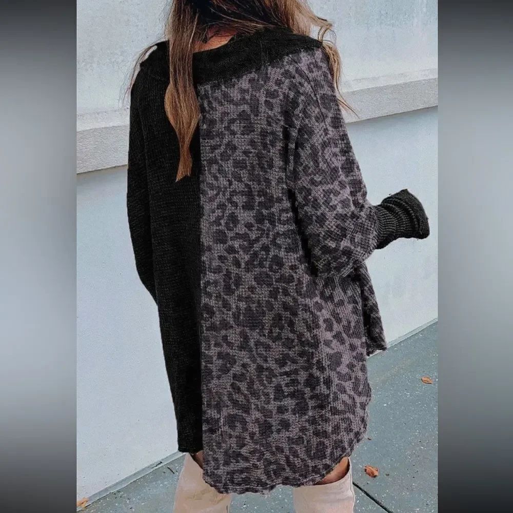 Leopard Button-down Pullover - Picture 2 of 2